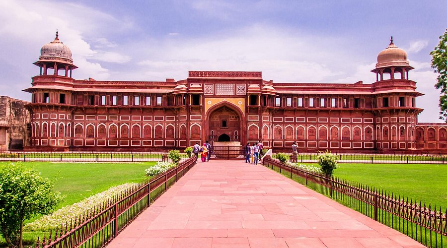 Historic Agra Fort showing Mughal red sandstone architecture in Agra