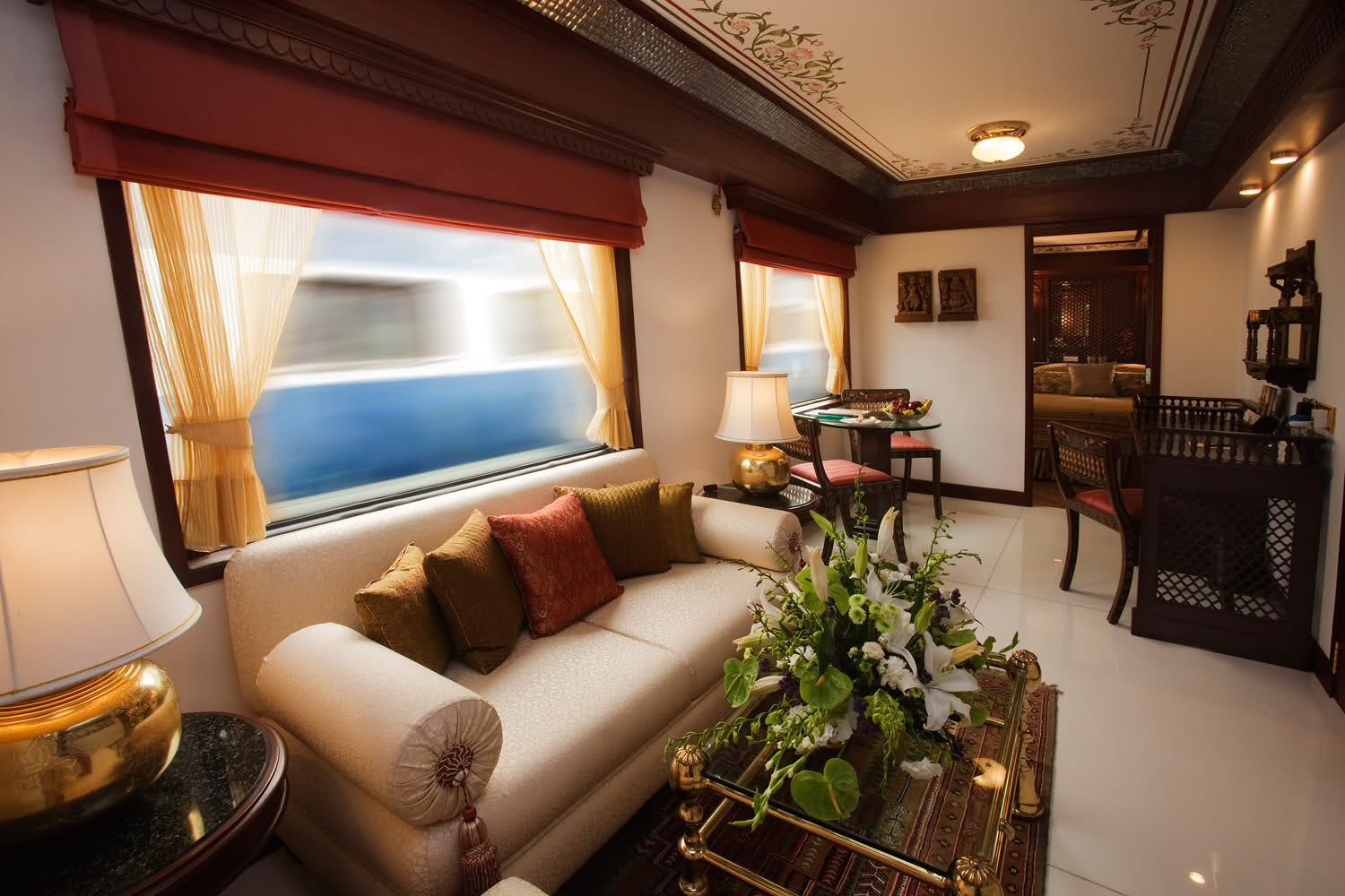 Luxury train lounge