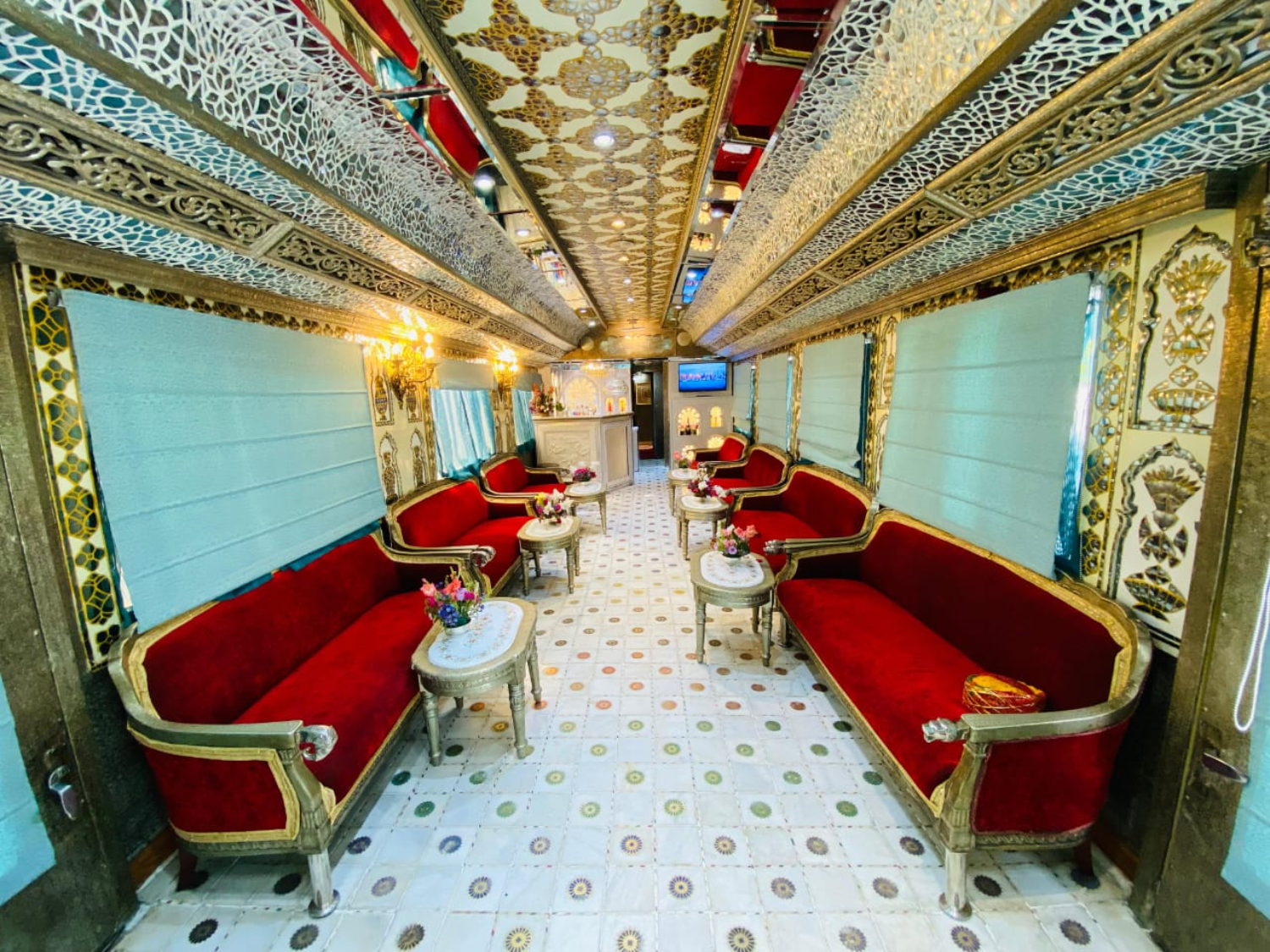 Elegant luxury railway carriage for an India train journey