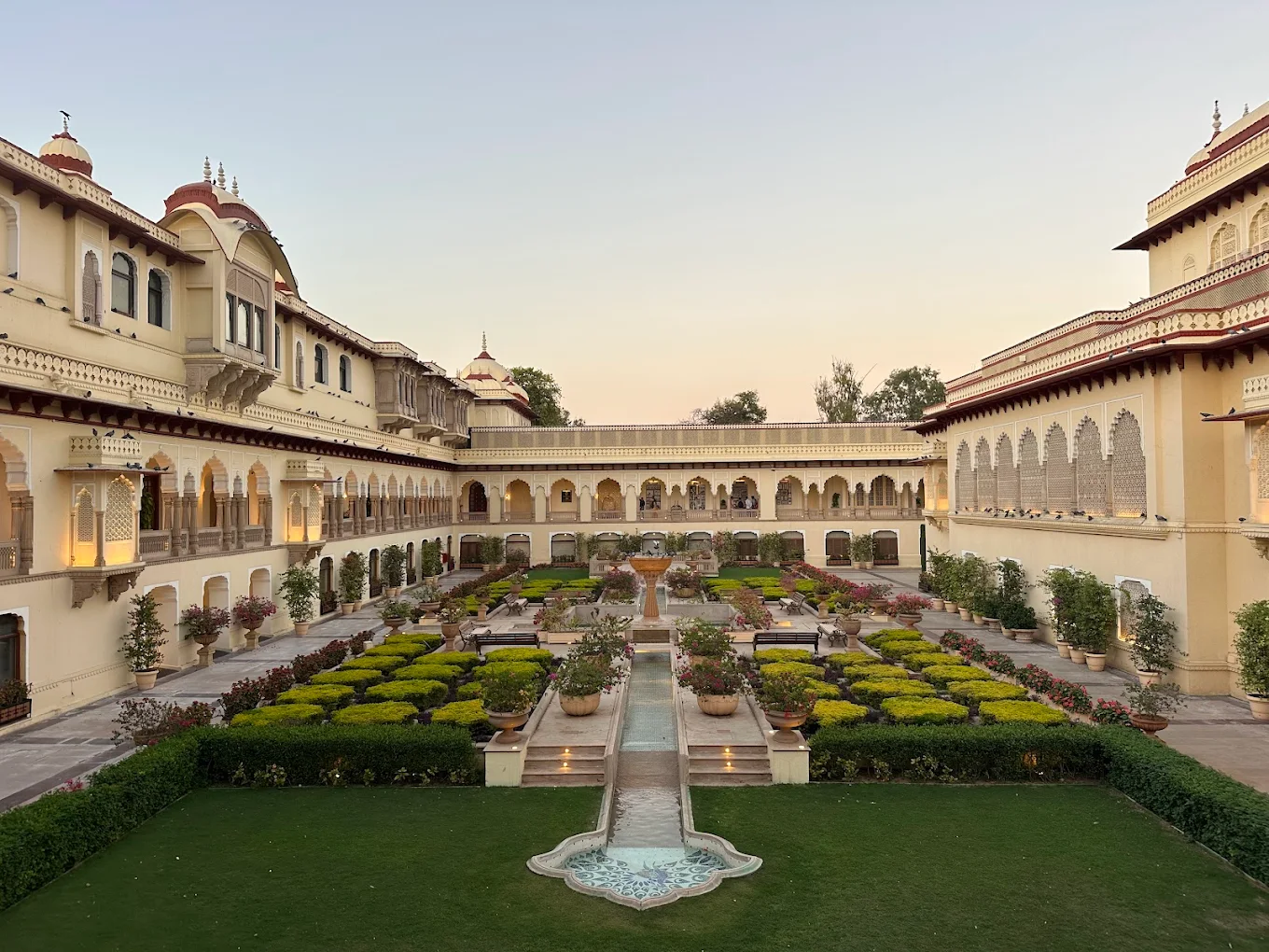 Mughal gardens at Rambagh Palace Jaipur