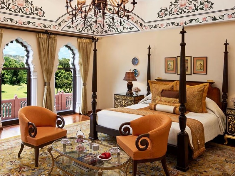 Luxury room interior at Rambagh Palace Jaipur