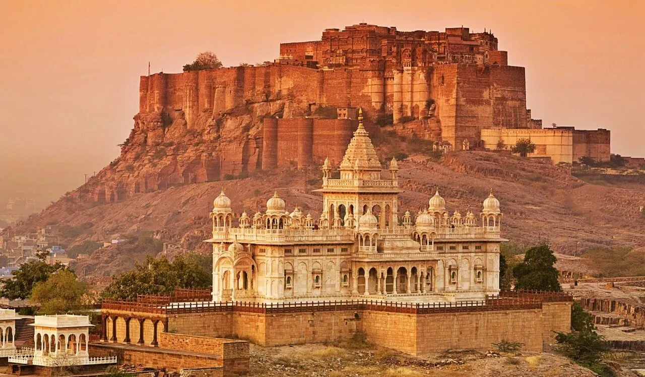 Royal Rajasthan palace overlooking an Indian lake